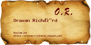Oravan Richárd névjegykártya